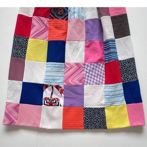 Vintage 1970's Checkered Quilted Patchwork Maxi Skirt Sz 27"w Polyester Cottage - Picture 4 of 9